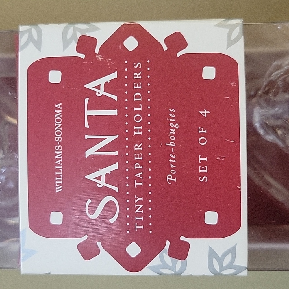Williams Sonoma Glass Santa Tiny Taper Holders